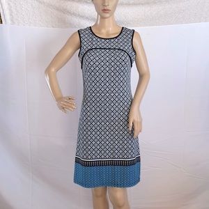 🦋Max Studio Blue geometric Print Women Sleeveless Summer A-Line Dress XS/S